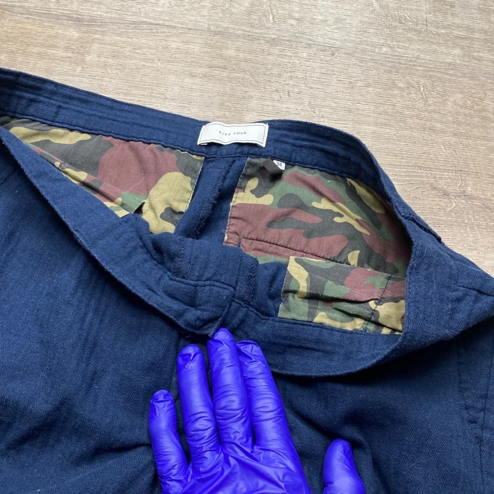 Five Four Chinos Mens 34 Blue Herringbone Camo Lined Casual Trousers